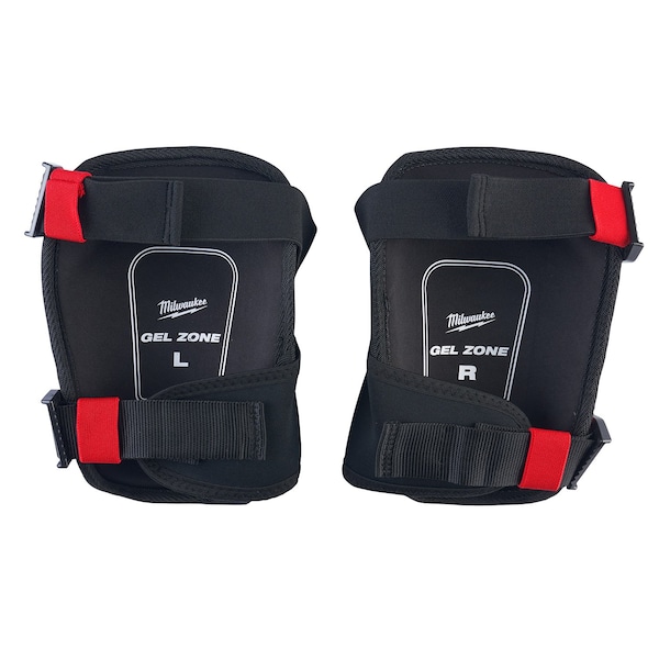 Milwaukee Tool Performance Knee Pad, Hard Shell, Plastic Pad, Fabric Cap, Buckle Closure, 2 Straps, Black/Red - 48-73-6030