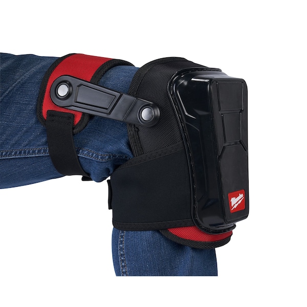Milwaukee Tool Performance Knee Pad, Hard Shell, Plastic Pad, Fabric Cap, Buckle Closure, 2 Straps, Black/Red - 48-73-6030
