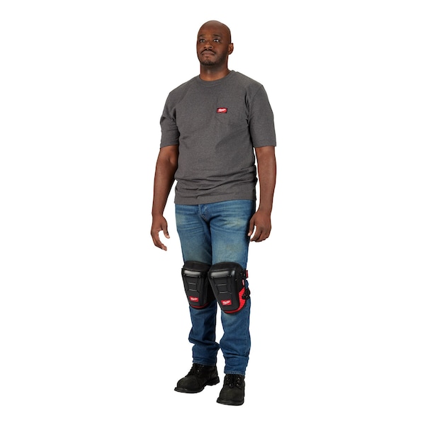 Milwaukee Tool Free-Flex Knee Pad, Flexible, Plastic Pad, Foam Cap, Buckle Closure, 1 Straps, Black/Red, Universal - 48-73-6000