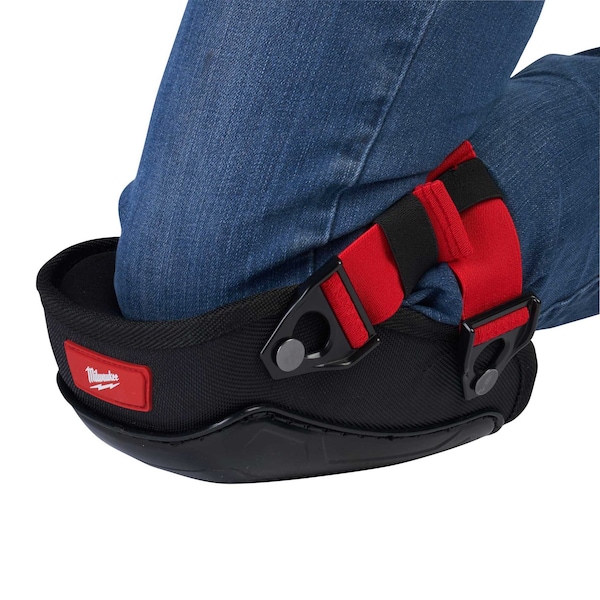 Milwaukee Tool Hard Cap Gel Knee Pad, Hard Gel, Gel, Plastic Pad, Fabric Cap, Buckle Closure, 2 Straps, Black/Red - 48-73-6010