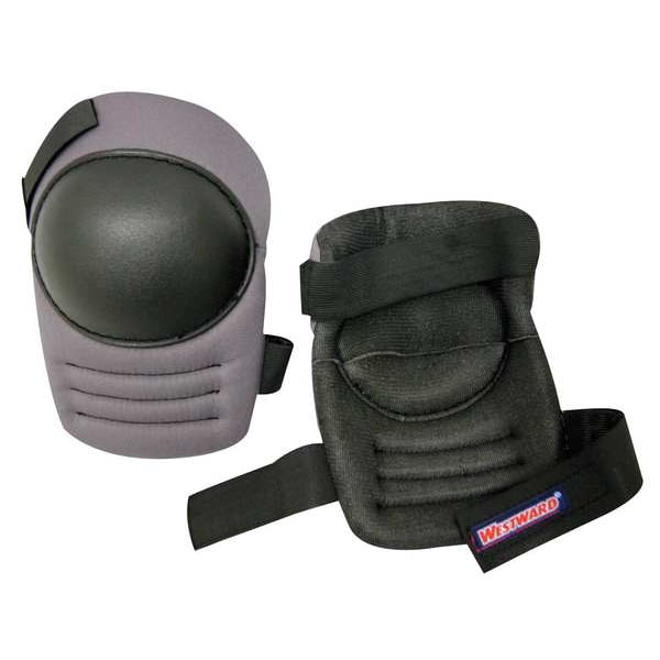 Westward Knee Pad, Swivel, Foam Pad, Plastic Cap, hook-and-loop Closure, 2 Straps, Black, Gray, Universal - 5MZH5