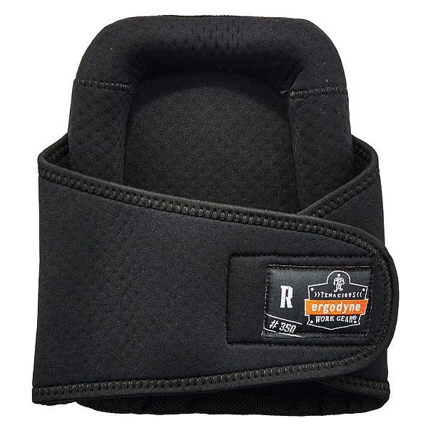 Ergodyne Knee Pad, Soft, Foam Pad, Fabric, Rubber Cap, hook-and-loop Closure, 1 Straps, Black, Universal - 350
