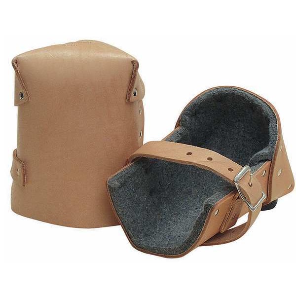 Kraft Tool Knee Pad, Soft, Leather Pad, Leather Cap, Buckle Closure, 1 Straps, Tan, Universal - WL087