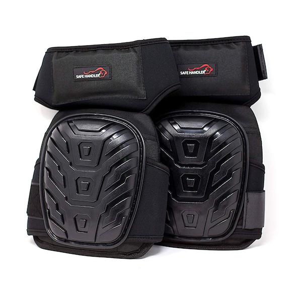 Safe Handler Professional Extra Long Crystal Gel Knee Pads, Black, PR - BLSH-HD-PVC-KPL-4BK