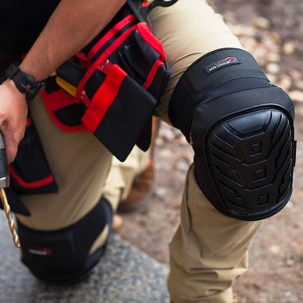 Safe Handler Professional Extra Long Crystal Gel Knee Pads, Black, PR - BLSH-HD-PVC-KPL-4BK