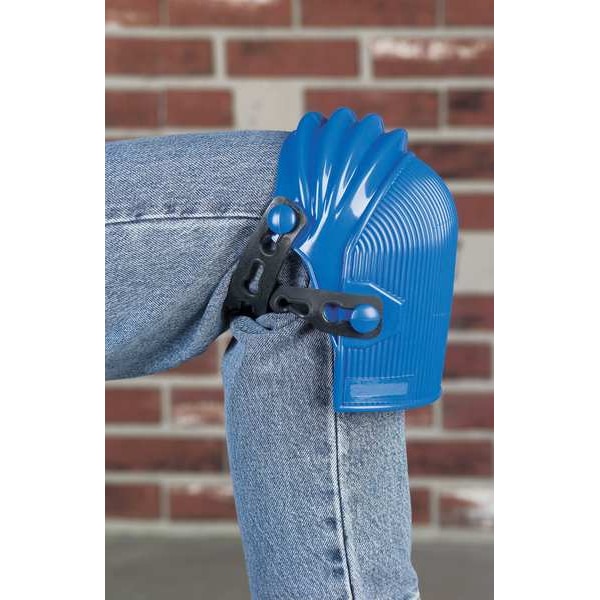 Allegro Industries Knee Pads, Flexible, EVA Foam Pad, Polycarbonate Cap, Button and Loop Closure, 2 Straps, Blue/Black - 6987