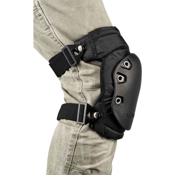 Ergodyne Knee Pad, Hard Shell, Gel, Foam Pad, Rubber Cap, Buckle Closure, 2 Straps, Black, Universal - 435