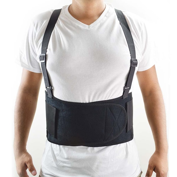 Interstate Safety Economy Double Pull Elastic Back Support Belt with Adjustable Shoulder Straps - Small - 40150-S