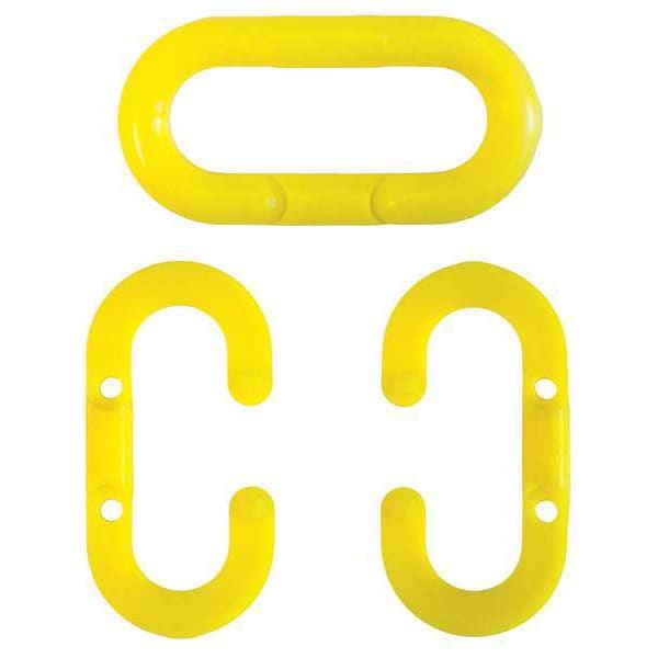 Zoro Select Chain Link for Plastic Chain Barrier, Yellow, 1 12/25 in Length, Gloss - 30702-10