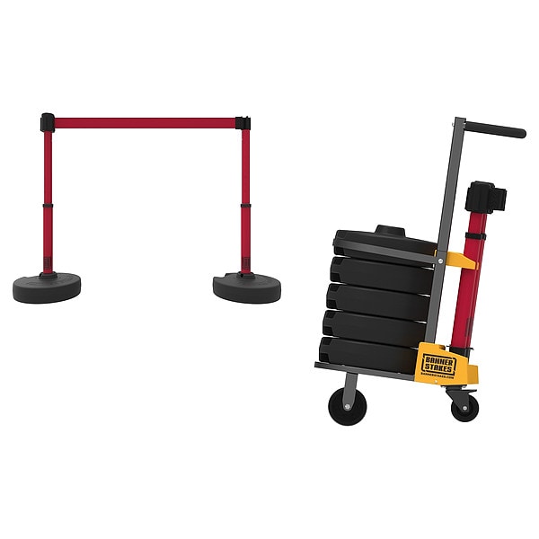 Banner Stakes Belt Barrier System, 15 ft Length, 22 in to 42 in Post Height, Danger Keep Out - PL4011