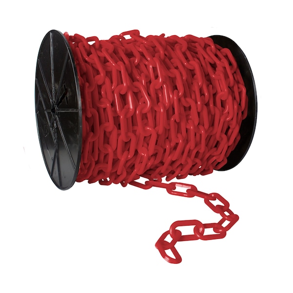 Mr. Chain 2" x 100' Red Heavy Duty Plastic Safety Chain - Reel - 51105