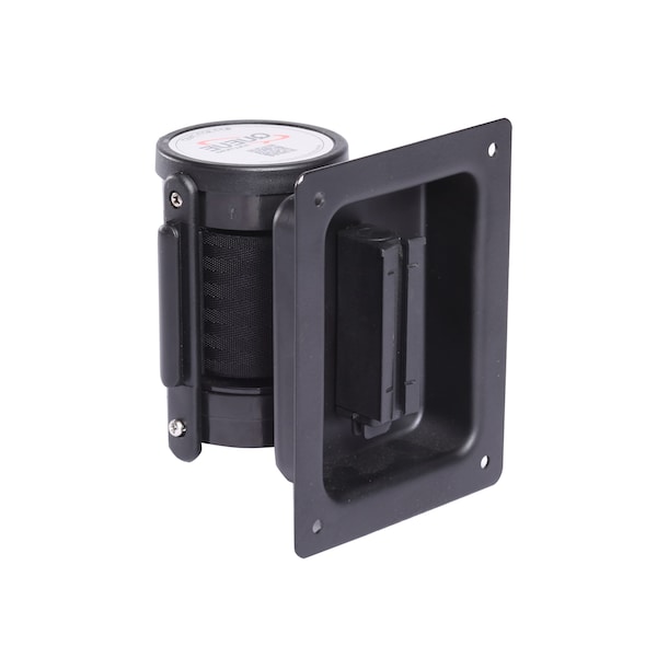 Queue Solutions WallPro Recessed Unit, Blk, 15' Ylw/Blk DANGER FORKLIFT TRUCKS Belt - WPRU-B-YBDFT150