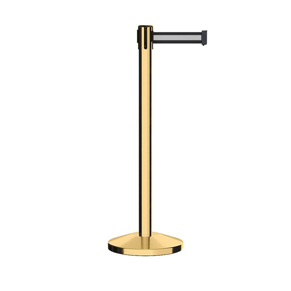 Montour Line Stanchion Belt Barrier Pol.Brass Post 13ft. Bk/W H Belt - ES400-PB-BWH-130