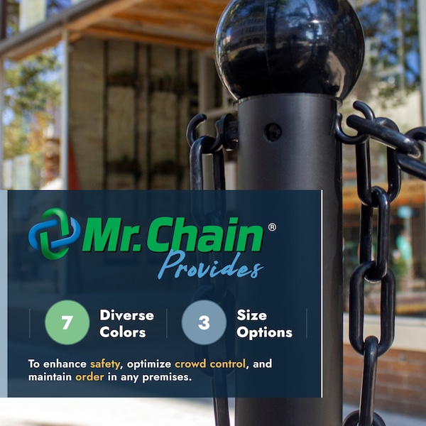 Mr. Chain Black Heavy Duty Stowable Stanchion and Chain Kit - 73603-4