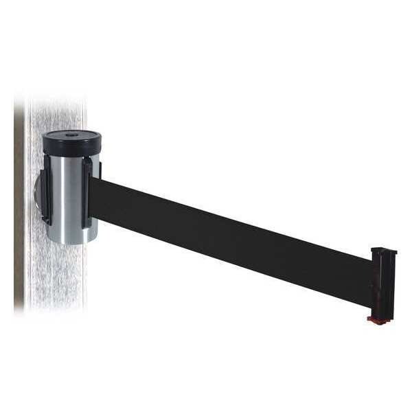 Retracta-Belt Belt Barrier, Satin SS, Black Belt, 10ft. L - WH700SS-BK-MM