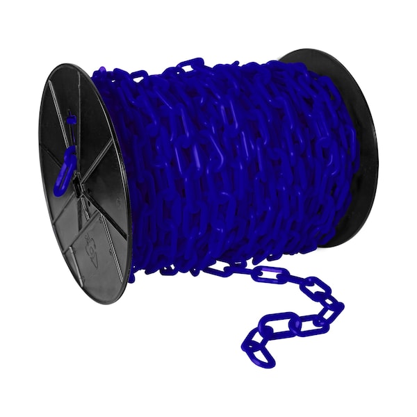 Mr. Chain 2" x 125' Traffic Blue Plastic Safety Chain - Reel - 50126