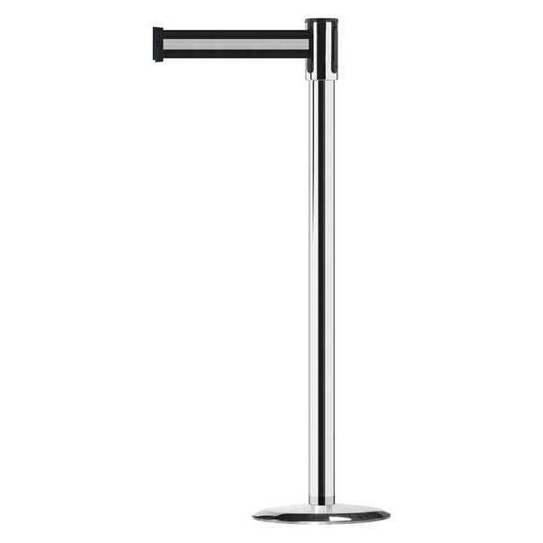 Tensabarrier Barrier Post with Belt, Polished Chrome, 13 ft Length, 38 in Post Height, No Legend, Universal - 890U-1P-1P-1P-MAX-NO-S3X-C