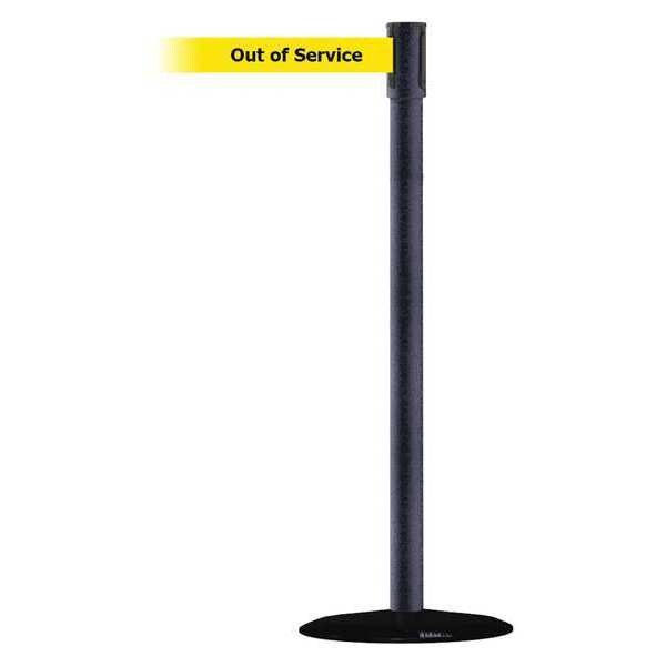 Tensabarrier Barrier Post with Belt, Satin Chrome, 13 ft Length, 38 in Post Height, Out of Service, Basics - 890B-33-89-89-MAX-NO-YEX-C