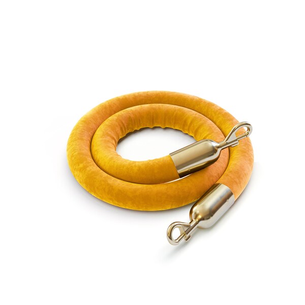 Montour Line Velvet Rope Gold With Pol.Brass Snap Ends 8ft.Cotton Core - PVR150-80-GD-SE-PB