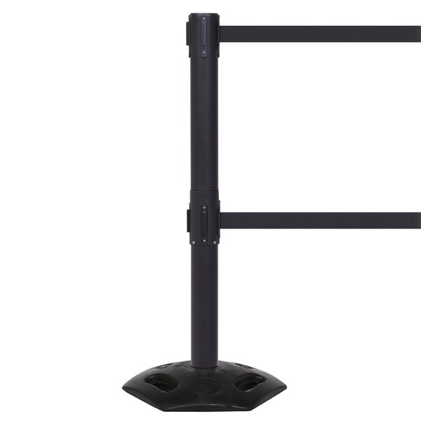 Queue Solutions WeatherMaster Twin 250, Black, 11' Yellow Belt - WMRTWN250B-YW110