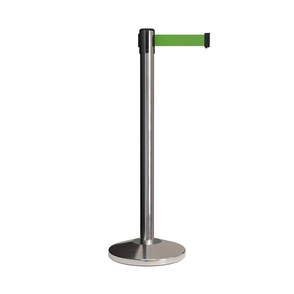 Montour Line Stanchion Belt Barrier Pol.Steel Post 9ft. Green Belt - ES400-PS-GN-ML-90