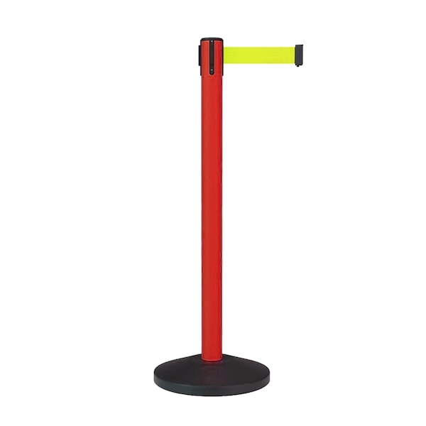 Montour Line Stanchion Belt Barrier Red Post 11ft. Fl. Yellow Belt - ES400-RD-FYW-110