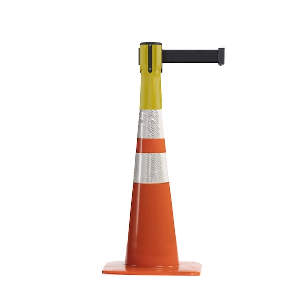 Montour Line Retractable Belt Barrier Cone Mount Orange Case 7.5ftY.Wet.Belt - CP100-OR-CAWETYB-75