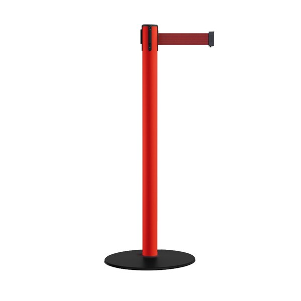 Montour Line Stanchion Belt Barrier Red Post Low Base 13ft. Maroon Belt - S400-RD-MN-130