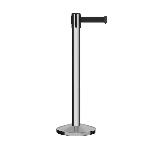 Montour Line Stanchion Belt Barrier Pol.Steel Post 14ft. Black Belt - ES660-PS-BK-140