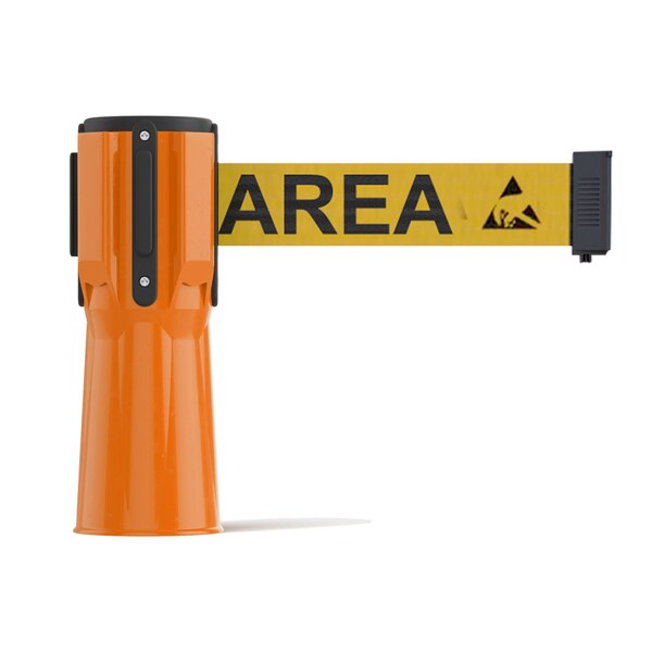 Montour Line Retractable Belt Barrier Cone Mount Orange Case 9ft. Area Belt - CP100-OR-ESDPRYB-90