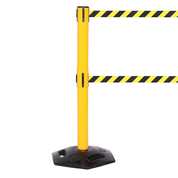 Queue Solutions WeatherMaster Twin 250, Yellow, 11' Yellow/Black OUT OF SERVICE Belt - WMRTWIN250Y-YBO110