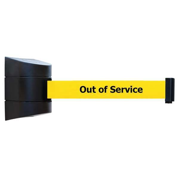 Tensabarrier Retractable Belt Barrier, 15 ft Length, Out of Service, Black - 897-15-S-33-NO-YEX-C