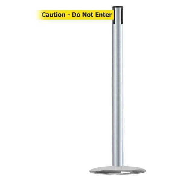 Tensabarrier Barrier Post with Belt, 13 ft Length, 38 in Post Height, Caution Do Not Enter, Satin Chrome - 889U-1S-1S-MAX-NO-YAX-C