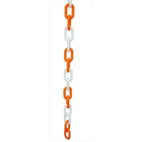 Vic Crowd Control Inc VIP Crowd Control 1888-50D 1.5 in. dia. Plastic Chain - 50 ft. Length; Orange & White - 1888-50D