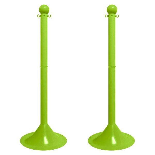 Mr. Chain Safety Green Light Duty Stowable Stanchion, 2PK - 93514-2