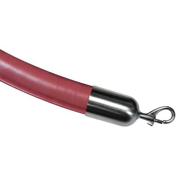 Lawrence Metal Barrier Rope, Maroon, Naugahyde, 6 ft. L - ROPE-NAUG-43-06/0-2-SNAP-1S