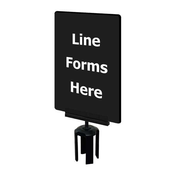 Tensabarrier Acrylic Sign, Black, Line Forms Here - S17-P-33-7X11-V-HDSB-1701-33