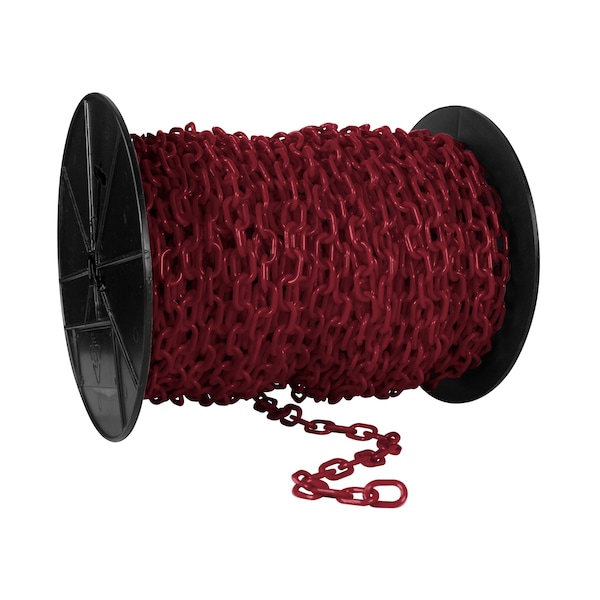 Mr. Chain 1" x 250' Crimson Plastic Safety Chain - Reel - 10158