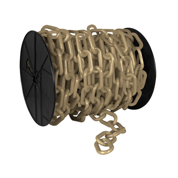 Mr. Chain 3" x 60' Army Tan Plastic Safety Chain - Reel - 80155
