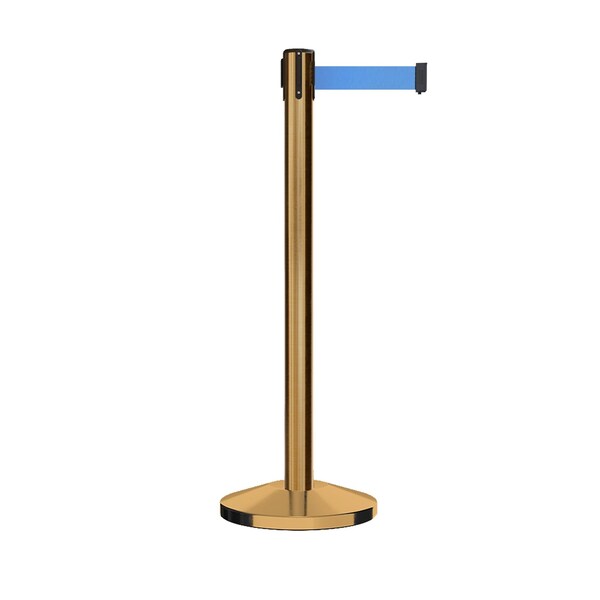 Montour Line Stanchion Belt Barrier Sat.Brass Post 13ft. Lt Blu Belt - ES400-SB-LBL-130