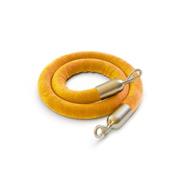 Montour Line Velvet Rope Gold With Satin Brass Snap Ends 6ft.Cotton Core - PVR150-60-GD-SE-SB