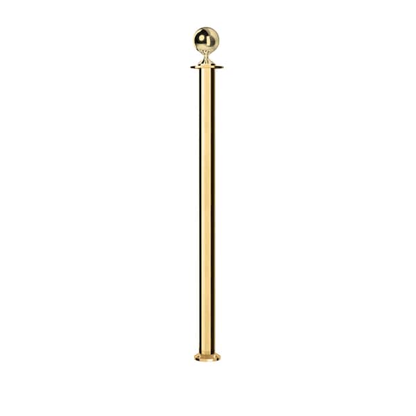 Montour Line Stanchion Post and Rope Fixed Base Pol.Brass Post Ball Top - SP400F-BA-PB