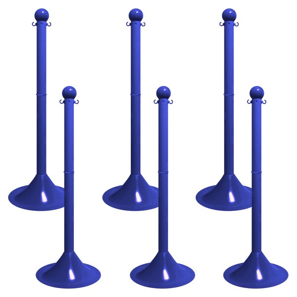 Mr. Chain Blue Light Duty Stowable Stanchion, 6PK - 93506-6