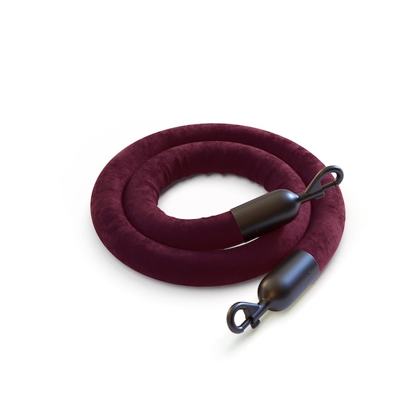 Montour Line Velvet Rope Maroon With Black Snap Ends 10ft.Cotton Core - PVR150-100-MN-SE-BK