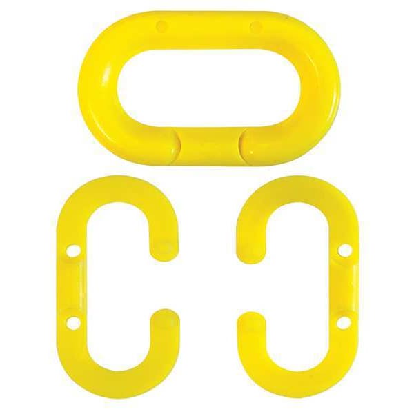 Zoro Select Chain Link for Plastic Chain Barrier, Yellow, 2 9/10 in Length, Gloss - 80702-10