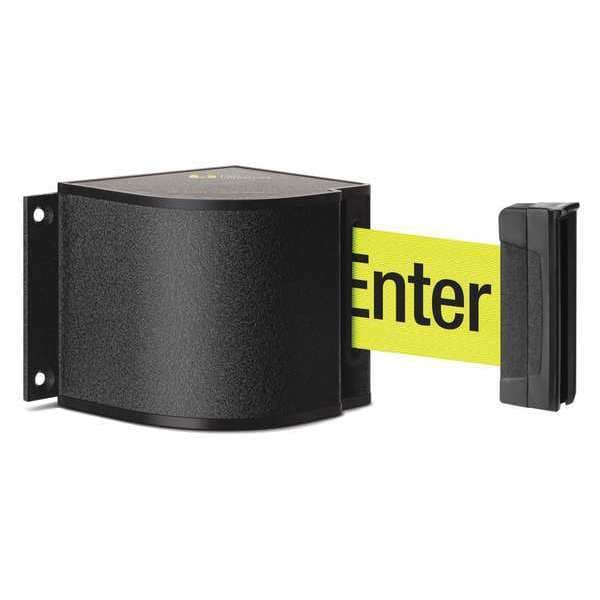 Lavi Industries Retractable Belt Barrier, Black, 18 ft Length, Caution Do Not Enter, Wrinkle - 50-3015WB/18/FY/F6