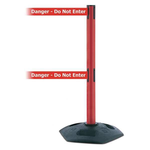Tensabarrier Barrier Post with Belt, 7 1/2 ft Length, 38 in Post Height, Danger Do Not Enter, Black - 886T2-21-STD-NO-RIX-C
