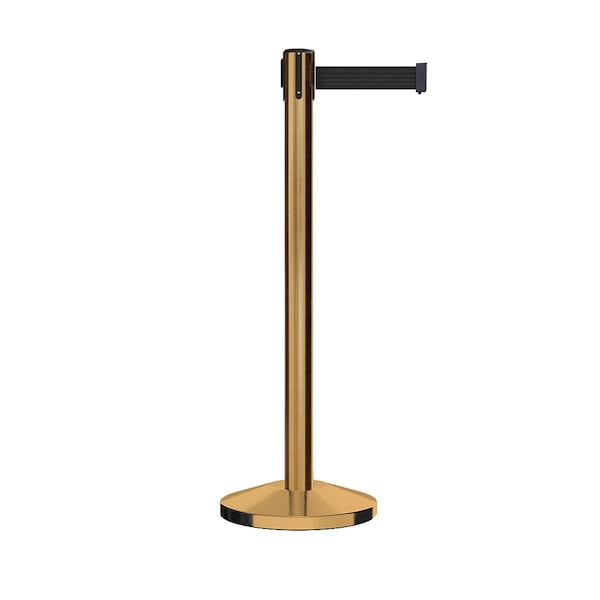 Montour Line Stanchion Belt Barrier Sat.Brass Post 9ft. Black Belt - ES400-SB-BK-ML-90