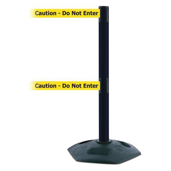 Tensabarrier Barrier Post with Belt, 7 1/2 ft Length, 38 in Post Height, Caution Do Not Enter, Black - 886T2-33-STD-NO-YAX-C