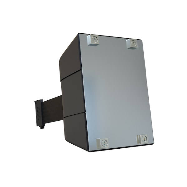 Montour Line Retractable Belt Barrier, Wall Mount, Black Magnetic 25 ft. Black Belt - PWM300-BK-BK-M-M-250